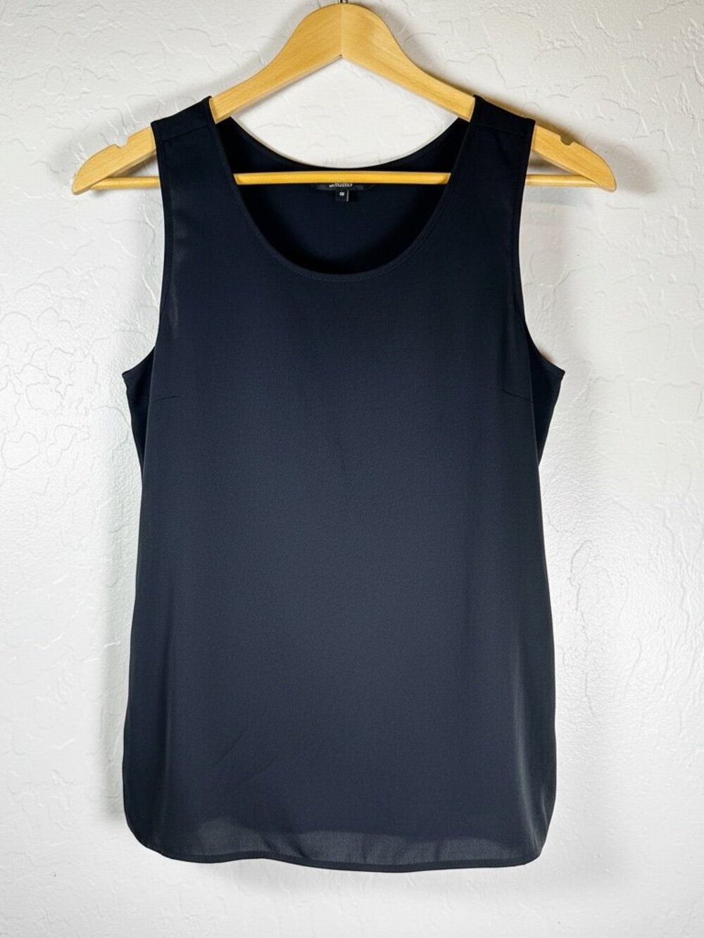 Quince Black 100% Washable Silk Scoop Neck Tank Small